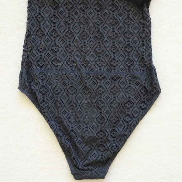 Sun & Sea One Piece Swim Suit Women's Size 14 Gray Lace - Picture 6 of 11